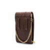 Mōsz Phone Bag Large Plain Croco Dark Brown Shiny Lightgold