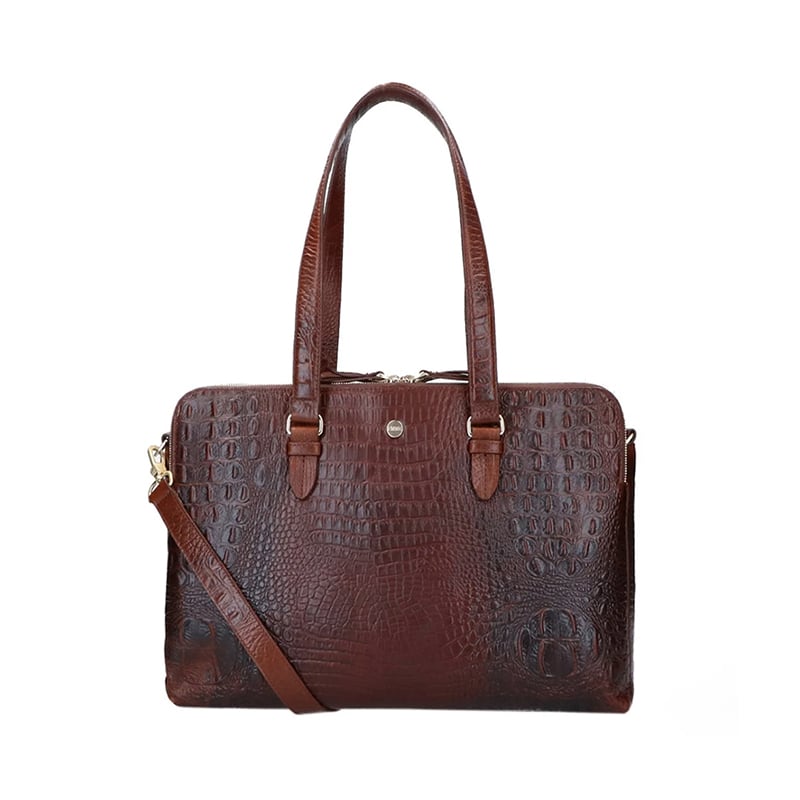 FMME Charlotte Shoulderbag 13.3" Croco Brown