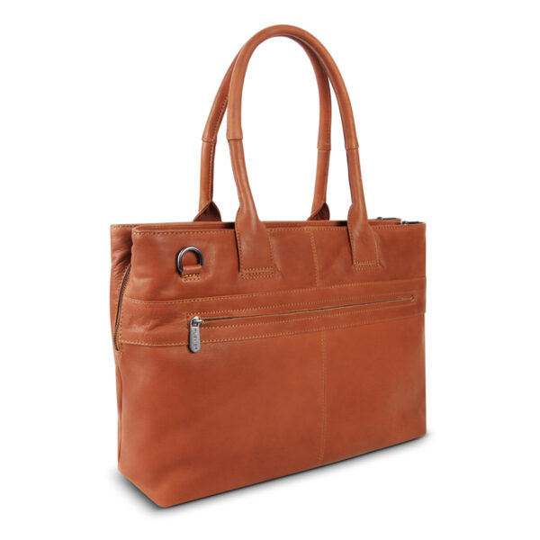 Plevier Antilla Leren Damestas 3-vaks 15.6 inch Cognac