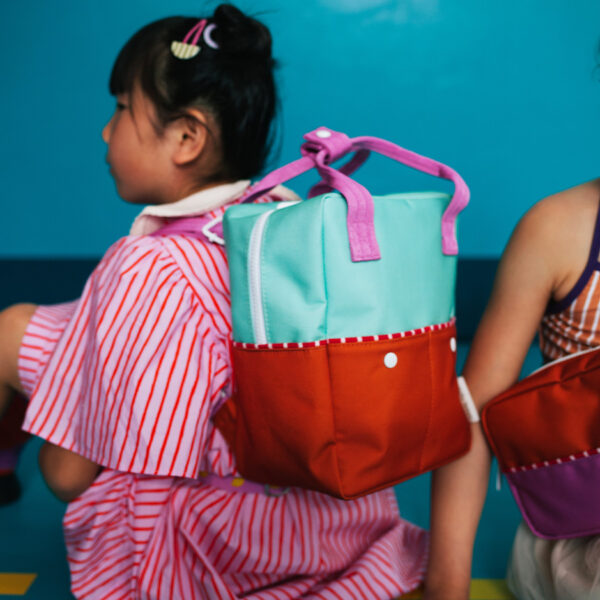 Sticky Lemon backpack small | better together | colourblocking | towel green + gravel orange