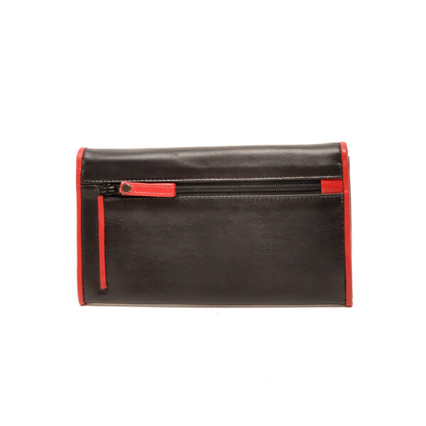 Berba Leren damesportemonnee Soft 001-403-15 Zwart met Rood
