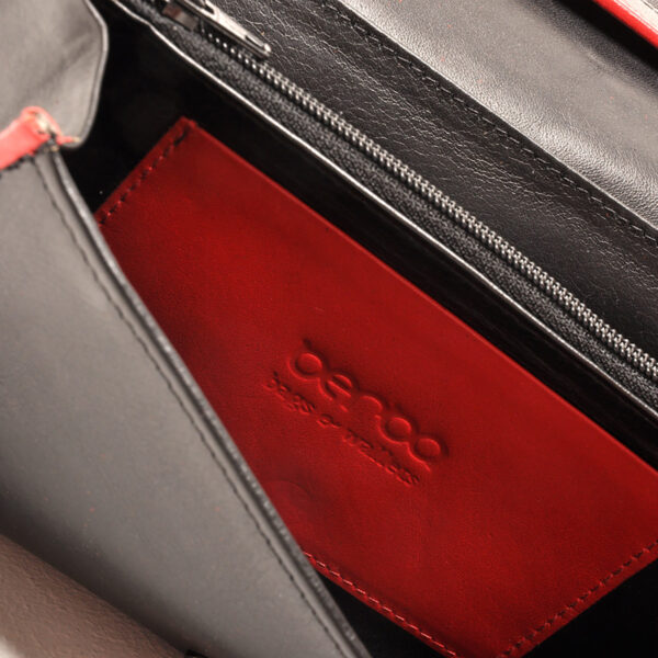Berba Leren damesportemonnee Soft 001-403-15 Zwart met Rood