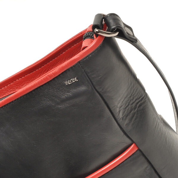 Berba Leren crossbody-tas Soft 005-550-15 Zwart met Rood