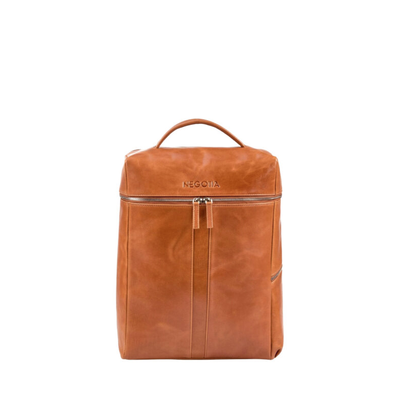 NEGOTIA Alpha Travel - Leren Laptop Rugzak Dames en Heren - Leren Rugtas - Luxe Top-Grain Leer - Speciaal Ritsvak voor Laptop - Bruin
