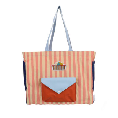 Sticky Lemon shopper wonders stripes coral pink + sandy yellow