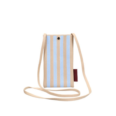 The Sticky Sis Club phone pouch knitted stripes marzipan + sky