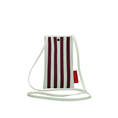 The Sticky Sis Club phone pouch knitted stripes mist + fig