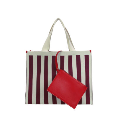 The Sticky Sis Club shopper knitted stripes mist + fig