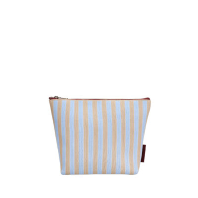 The Sticky Sis Club toiletry bag knitted stripes marzipan + sky